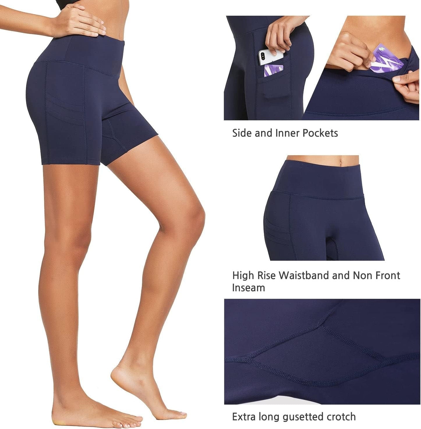 Women's 5" High Waist Workout Shorts with 4 Pockets - Core line athletics