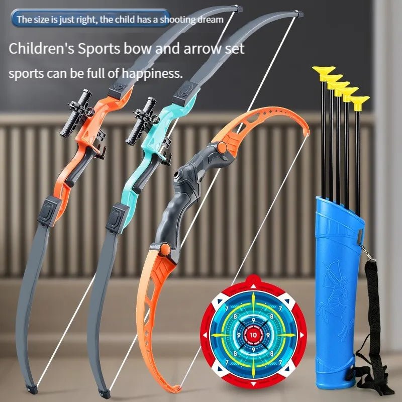 52Cm Bow and Arrow Toy Set for Children Archery Practice Recurve Outdoor Sorts Shooting Toy with Target Boys Kids Gifts - Core line athletics