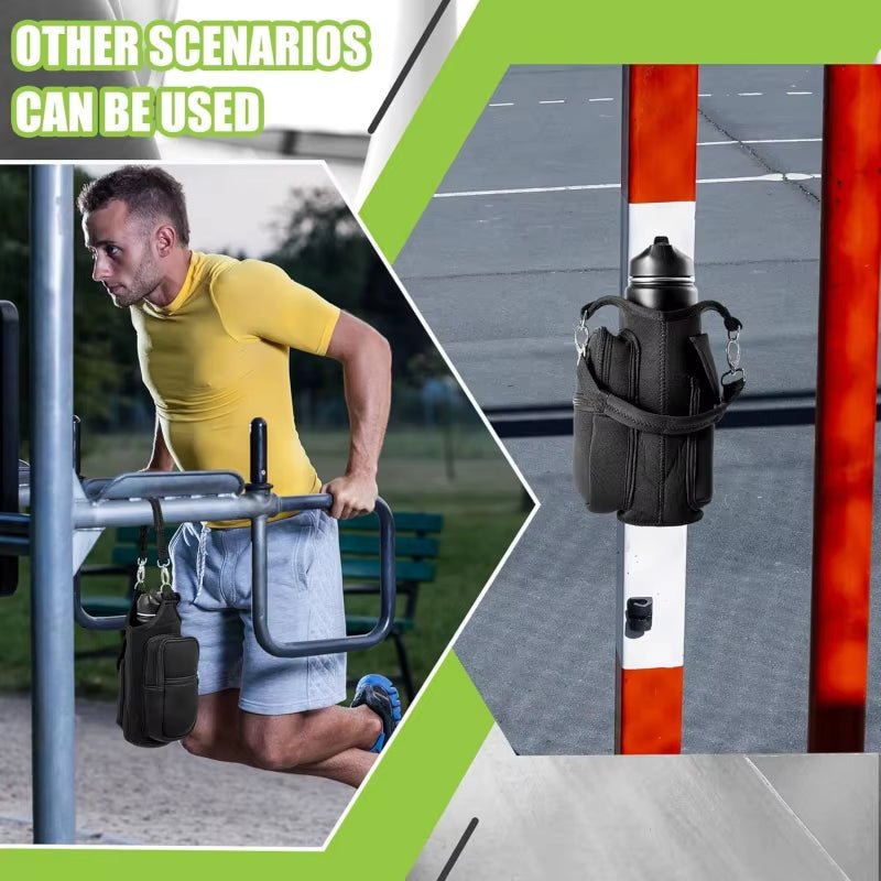 Magnetic Water Bottle Holder Gym Water Bottle Carrier Bag W/ Phone Pocket Handle Shoulder Strap 6 Built - In Magnets Water Bottle - Core line athletics