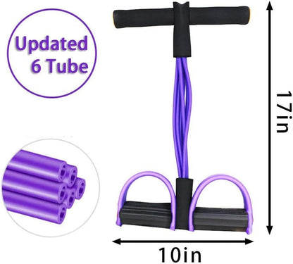 Multifunction 6 - Tube Elastic Yoga Pedal Puller Resistance Band, Natural Latex Tension Rope Fitness, AB Workout Equipment for Abdomen Waist Arm Leg Stretching Slimming Training - Core line athletics