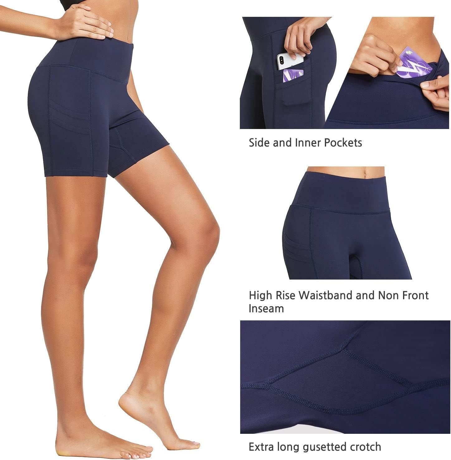 Women's 5" High Waist Workout Shorts with 4 Pockets - Core line athletics