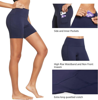 Women's 5" High Waist Workout Shorts with 4 Pockets - Core line athletics